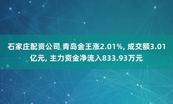 石家庄配资公司 青岛金王涨2.01%, 成交额3.01亿元, 主力资金净流入833.93万元
