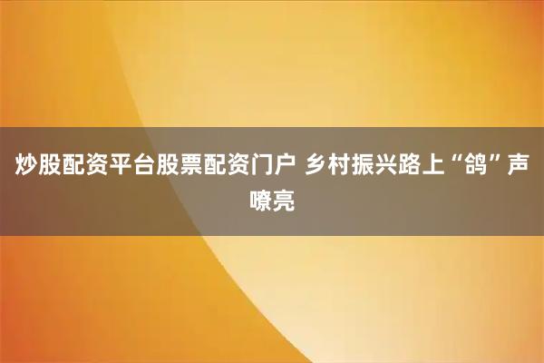 炒股配资平台股票配资门户 乡村振兴路上“鸽”声嘹亮